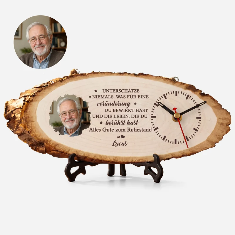 Alles Gute Zum Ruhestand - Personalisierte Geschenke Foto | Uhr Holzscheibe