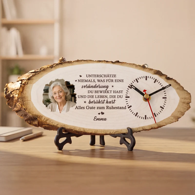 Alles Gute Zum Ruhestand - Personalisierte Geschenke Foto | Uhr Holzscheibe