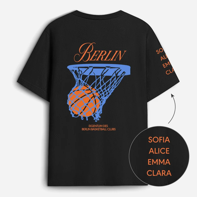 Eigentum Des Berlin Basketball Clubs - Personalisiertes Geschenk | T-Shirt Mit Rücken- Und Ärmelprint Retro