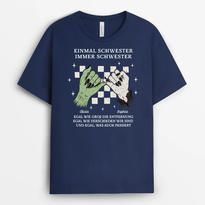 Einmal Schwester Immer Schwester - Personalisiertes Geschenk | T Shirt Freundin Halloween