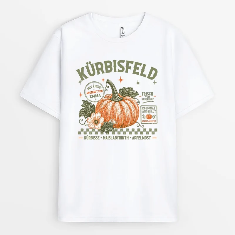 Kürbisfeld - Personalisiertes Geschenk | Shirt Halloween Weiß
