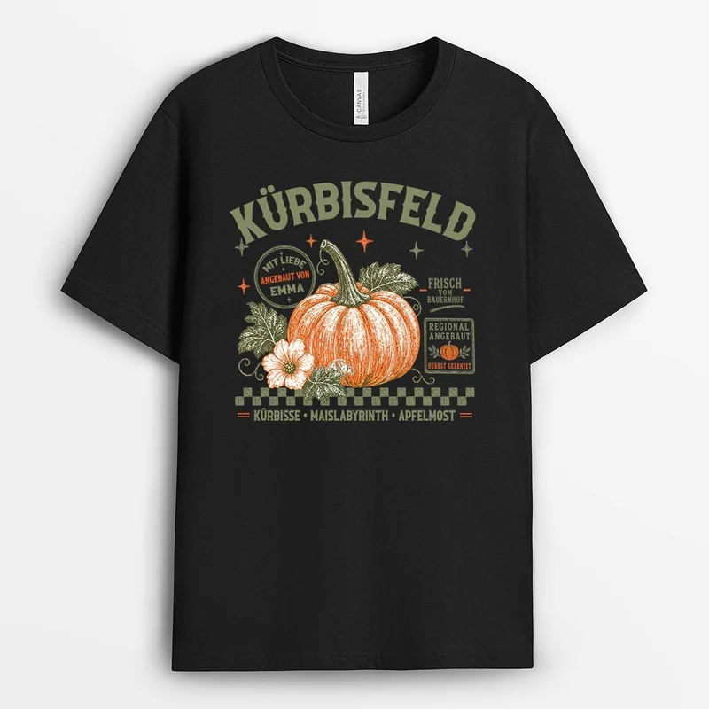 Kürbisfeld - Personalisiertes Geschenk | Shirt Halloween Schwarz