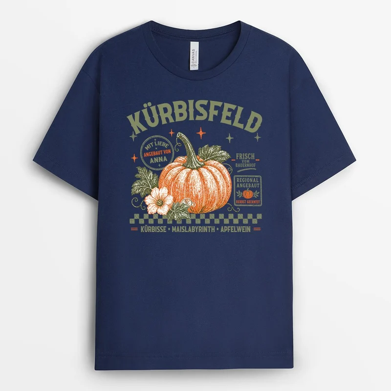 Kürbisfeld - Personalisiertes Geschenk | Shirt Halloween Schwarz
