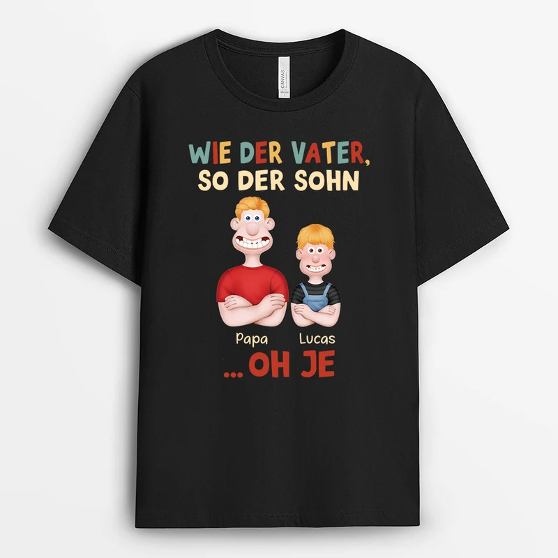 Wie Der Vater So Der Sohn - Personalisiertes Geschenk | Mama Papa Shirt Shaun Das Schaf