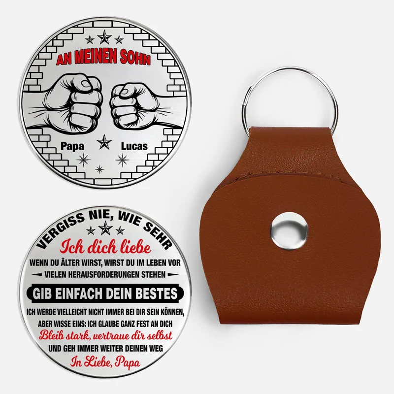 [3D-Optik] Vergiss Nie Wie Sehr Ich Dich Liebe - Personalisiertes Geschenk | Pocket Hug Schlüsselanhänger Enkelin Enkel Tochter Sohn
