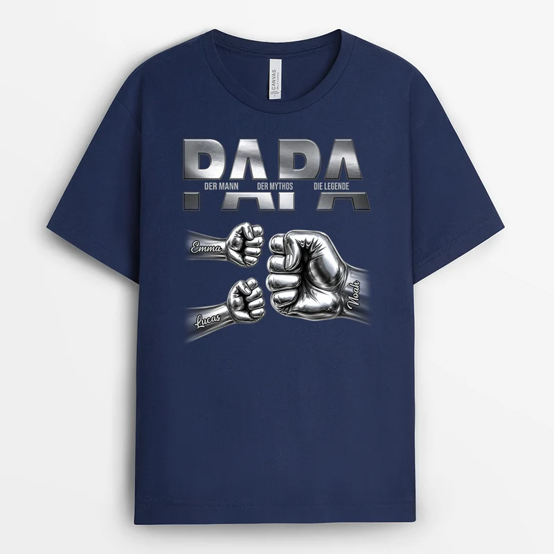 Papa Der Mann Der Mythos Die Legende - Personalisiertes Geschenk | T-Shirt Opa Faust Metall