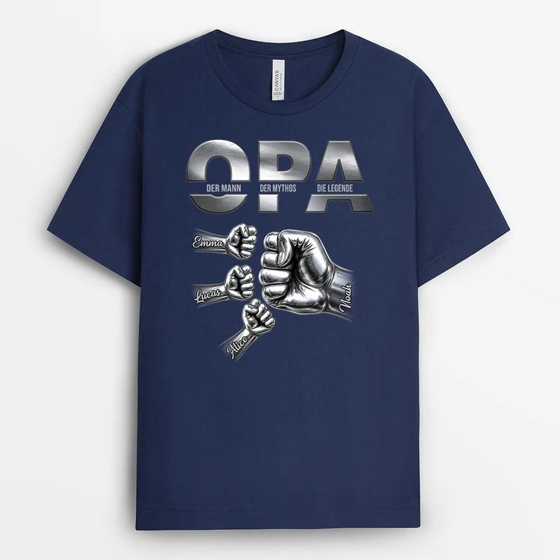 Papa Der Mann Der Mythos Die Legende - Personalisiertes Geschenk | T-Shirt Opa Faust Metall