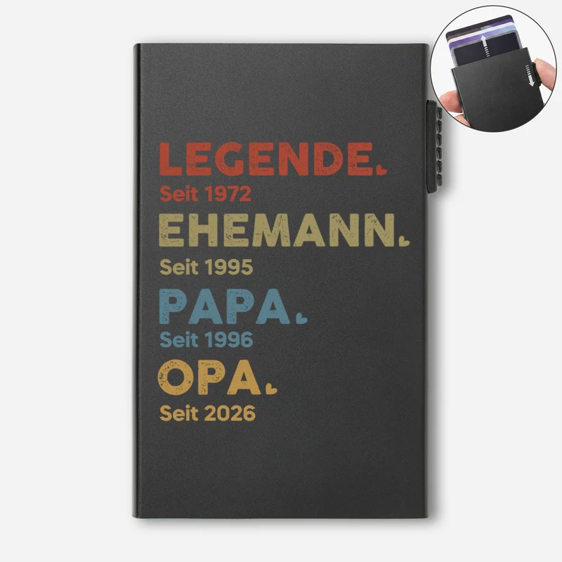 Legende Ehemann Papa Opa - Personalisiertes Geschenk | Aluminium Kreditkartenetui
