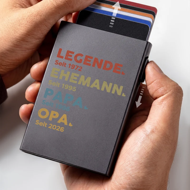 Legende Ehemann Papa Opa - Personalisiertes Geschenk | Aluminium Kreditkartenetui