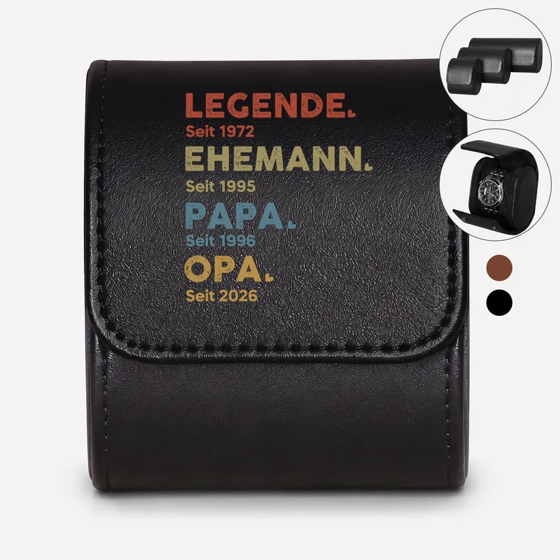 Legende Ehemann Papa Opa - Personalisiertes Geschenk | Uhrenetui Leder