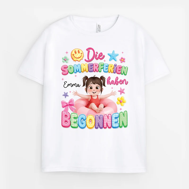 Die Sommerferien Haben Begonnen - Personalisierte Geschenke Kinder | T Shirts Cartoon
