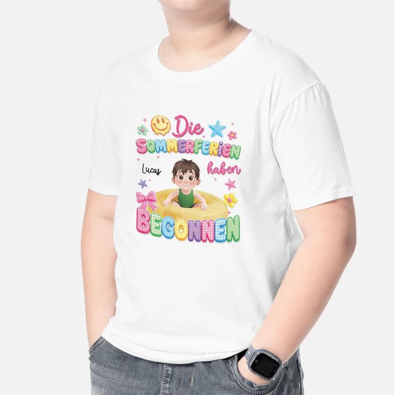 Die Sommerferien Haben Begonnen - Personalisierte Geschenke Kinder | T Shirts Cartoon