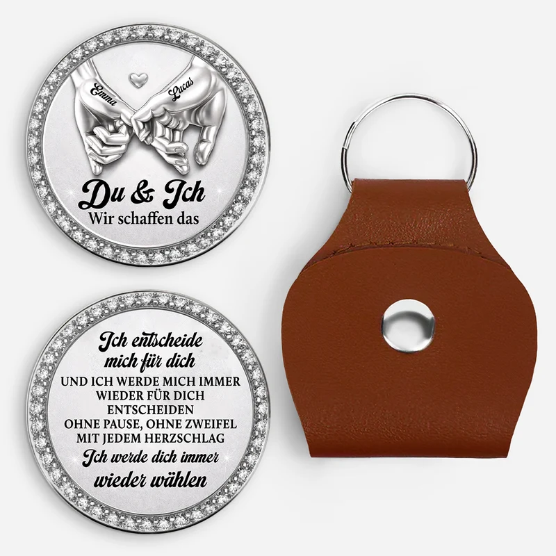 [3D-Optik] Ich Entscheide Mich Für Dich - Personalisierte Geschenke Paar | Pocket Hug Schlüsselanhänger Pinky Versprechen
