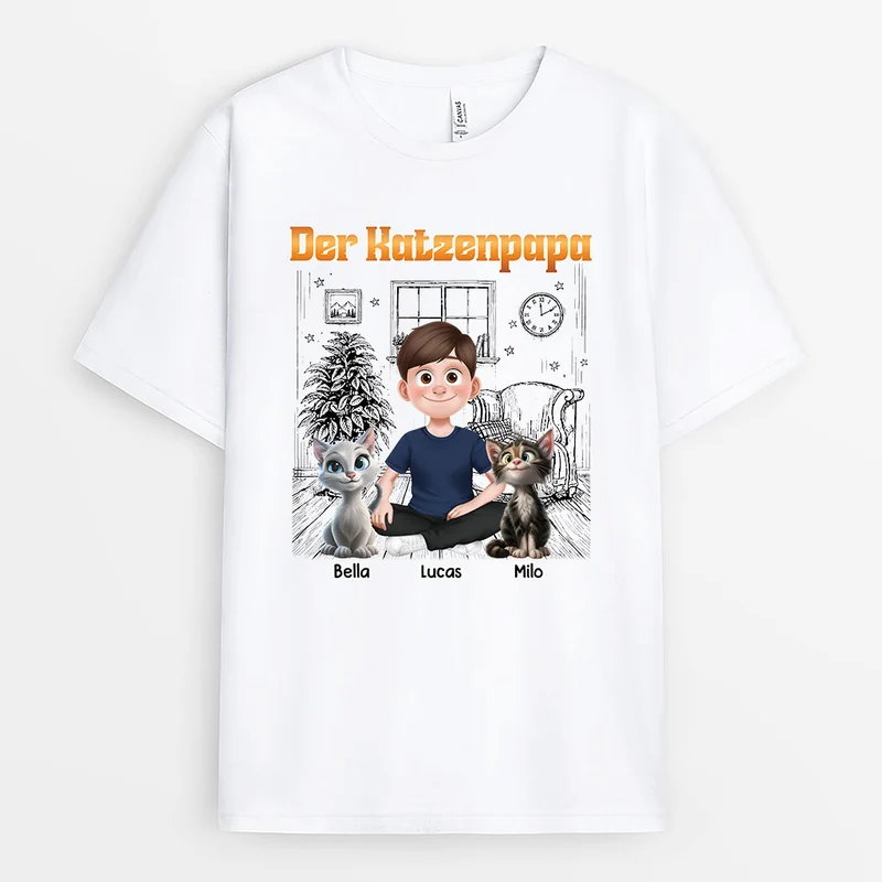 Die Katzenmama Der Katzenpapa - Personalisierte Geschenke Katze | T Shirt Polka Dot