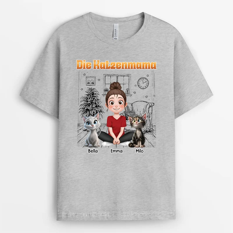 Die Katzenmama Der Katzenpapa - Personalisierte Geschenke Katze | T Shirt Polka Dot
