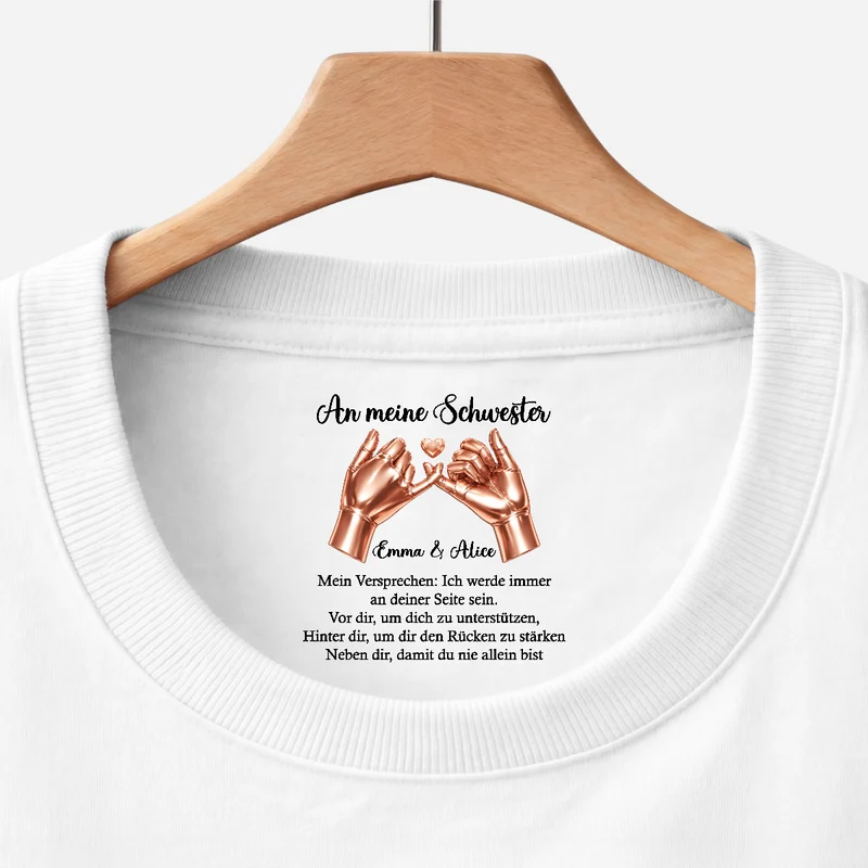 Du Bist Niemals Alleine - Personalisiertes Geschenk | Weißes T Shirt Nackenlabel Drucken Tochter Freundin