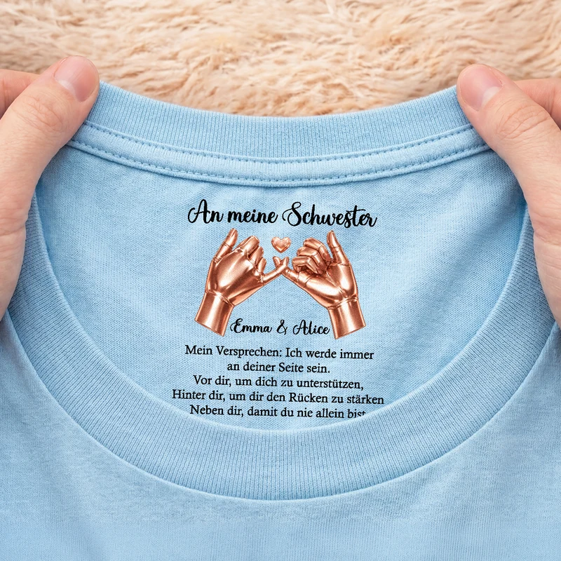 Du Bist Niemals Alleine - Personalisiertes Geschenk | Weißes T Shirt Nackenlabel Drucken Tochter Freundin