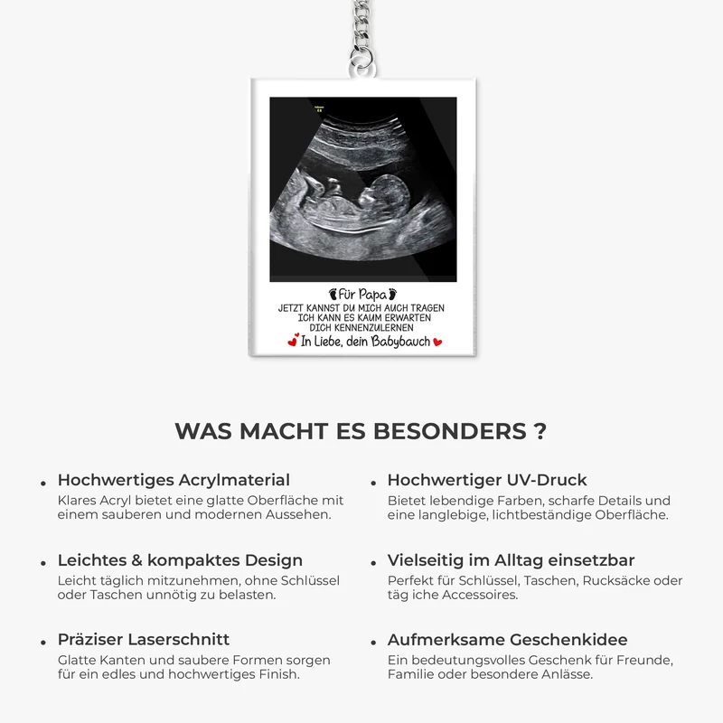 Ultraschallbild Baby - Personalisierte Geschenke Foto | Acryl Schlüsselanhänger