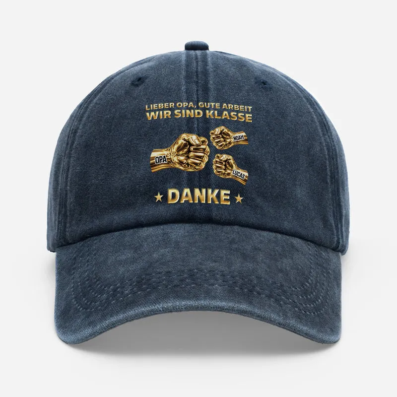 [3D-Optik] Wir Sind Klasse - Personalisiertes Geschenk | Washed Cap Opa Papa Faust