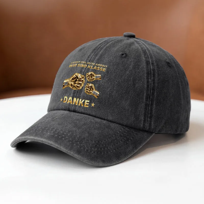 [3D-Optik] Wir Sind Klasse - Personalisiertes Geschenk | Washed Cap Opa Papa Faust