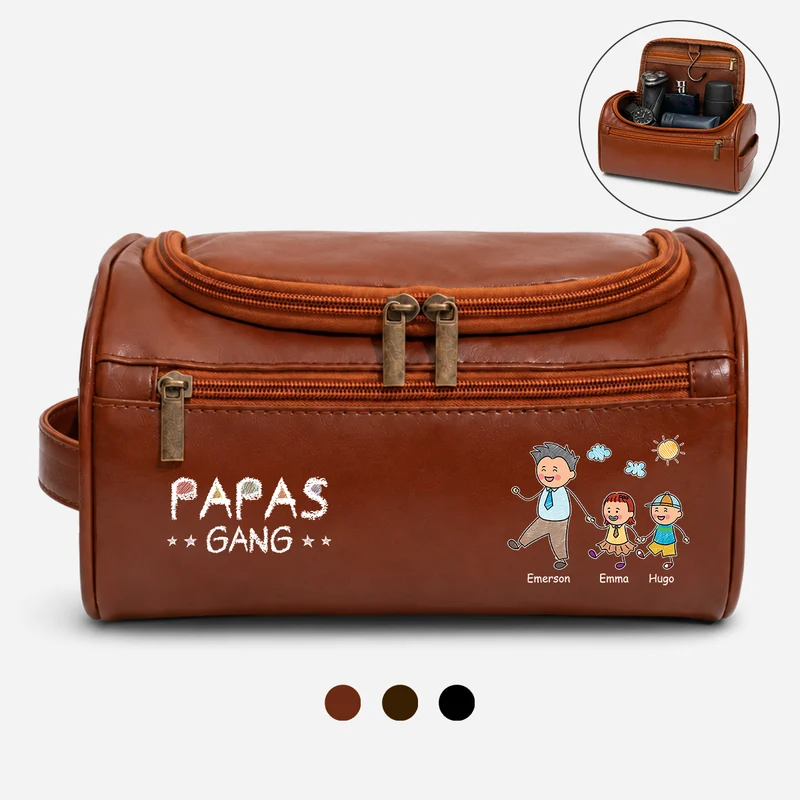 Papas Gang Buntstifte - Personalisiertes Geschenk | Kulturtasche Leder Papa Opa