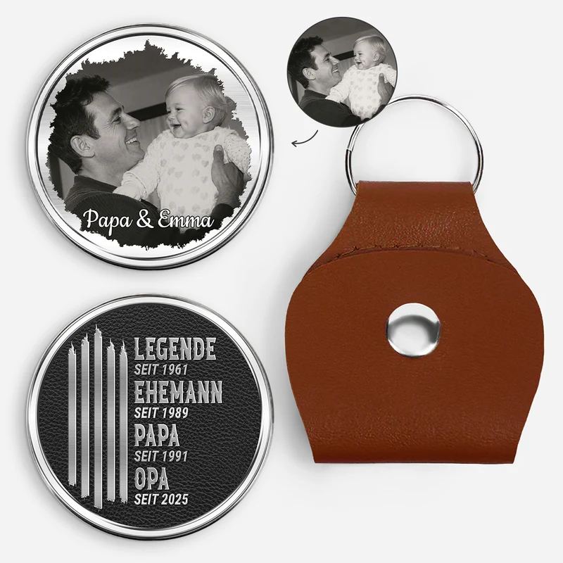 [3D-Optik] Legende Ehemann Papa Opa - Personalisierte Geschenke Foto | Pocket Hug Schlüsselanhänger