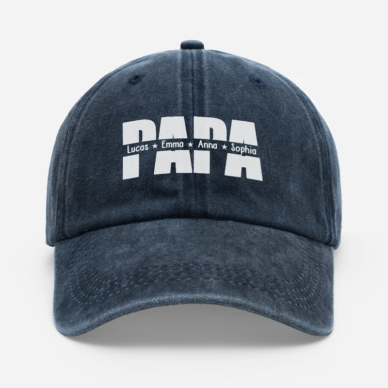 Papa Mama Mit Kindernamen - Personalisiertes Geschenk | Washed Cap