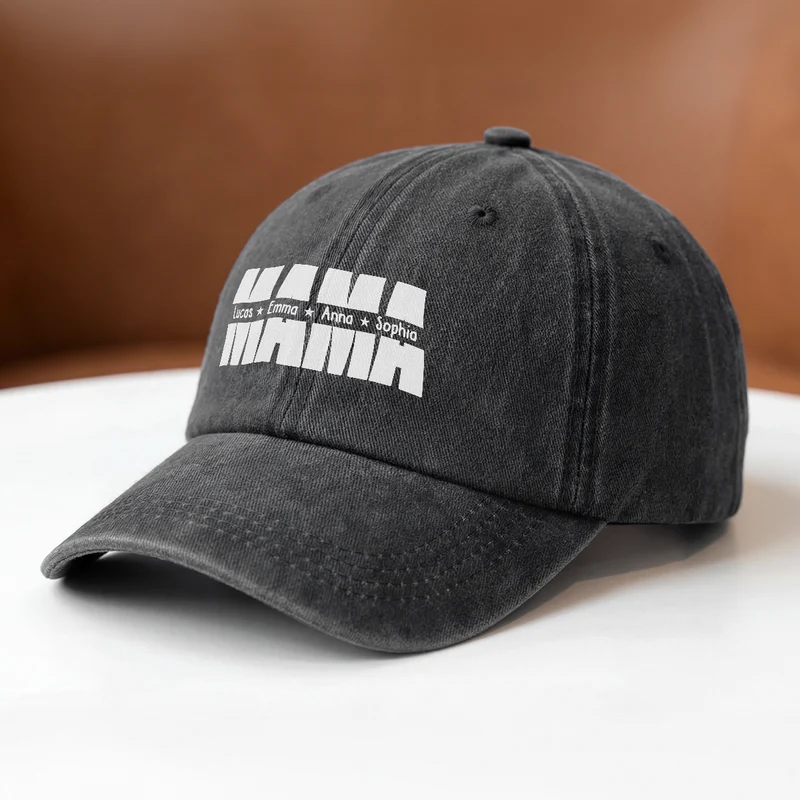 Papa Mama Mit Kindernamen - Personalisiertes Geschenk | Washed Cap