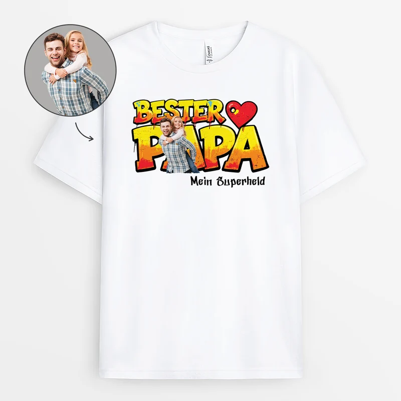 Bester Papa Liebe Mein Superheld - Personalisierte Geschenke Foto | Papa Shirt Graffiti