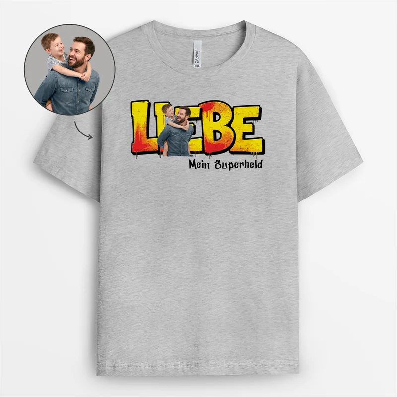 Bester Papa Liebe Mein Superheld - Personalisierte Geschenke Foto | Papa Shirt Graffiti