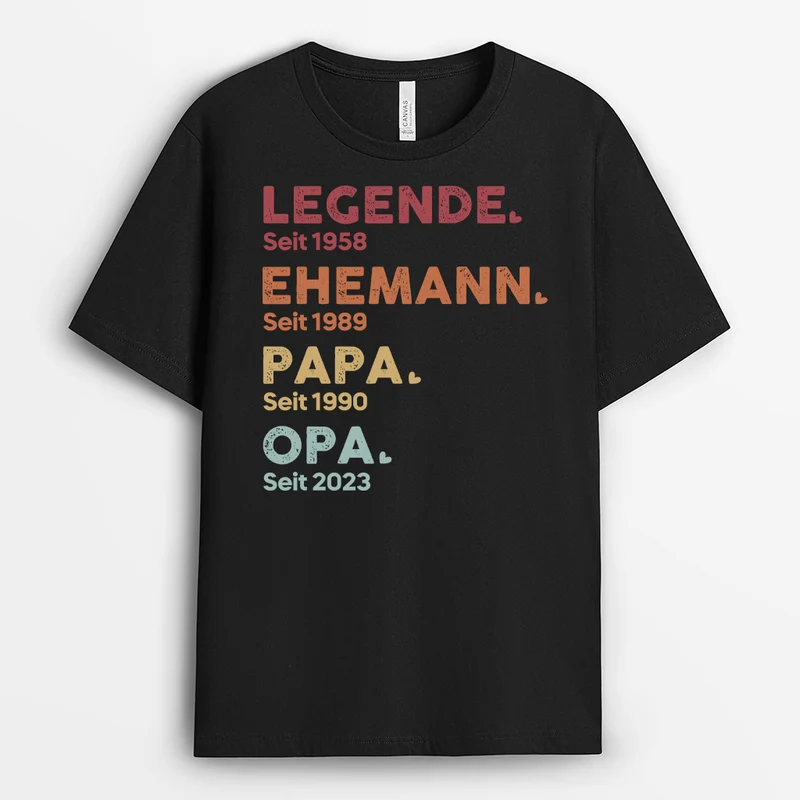 Legende Ehemann Papa Opa - Personalisiertes Geschenk | T-Shirt Opa Herzen