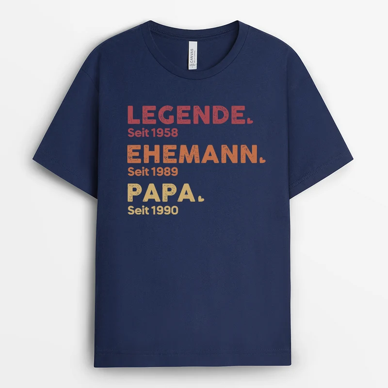 Legende Ehemann Papa Opa - Personalisiertes Geschenk | T-Shirt Opa Herzen