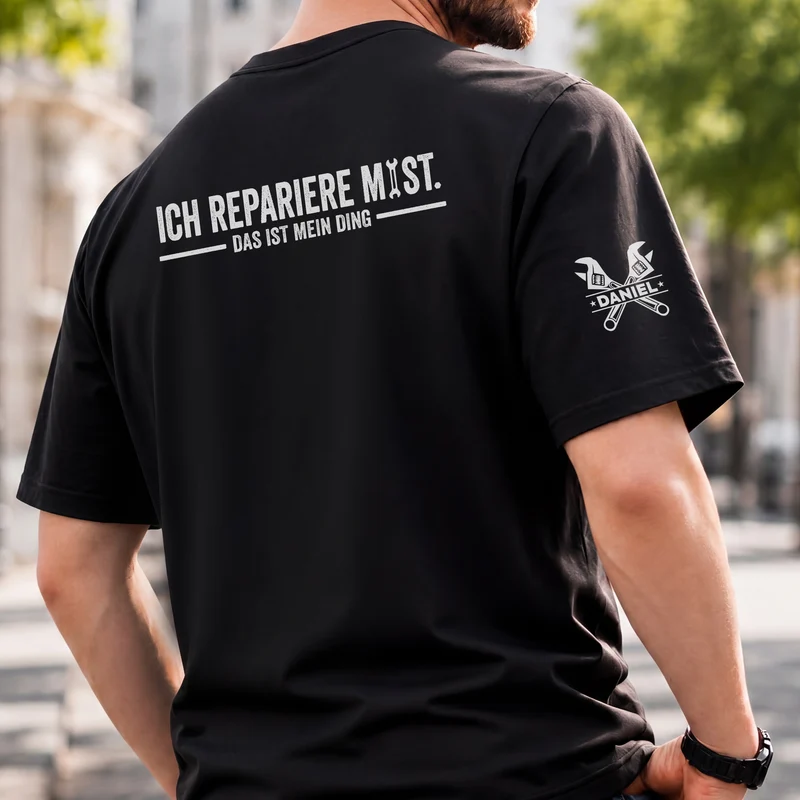 Ich Repariere Mist Das Ist Mein Ding - Personalisierte Geschenke Männer | T-Shirt Mit Rücken- Und Ärmelprint Opa Papa