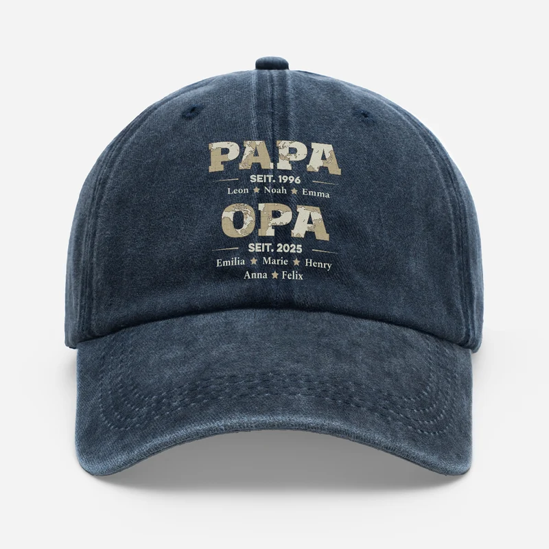 Papa Opa Seit Weltkarte - Personalisiertes Geschenk | Washed Cap