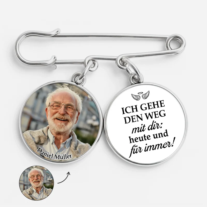 Ich Gehe Den Weg Mit Dir Heute Und Für Immer - Personalisiertes Geschenk | Anstecknadel Charms Mit Foto Papa Mama Zur Erinnerung Abschluss