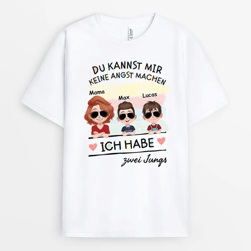 Du Kannst Mir Keine Angst Machen Ich Habe Zwei Töchter - Personalisiertes Geschenk | Mama Papa Shirt Buntstifte