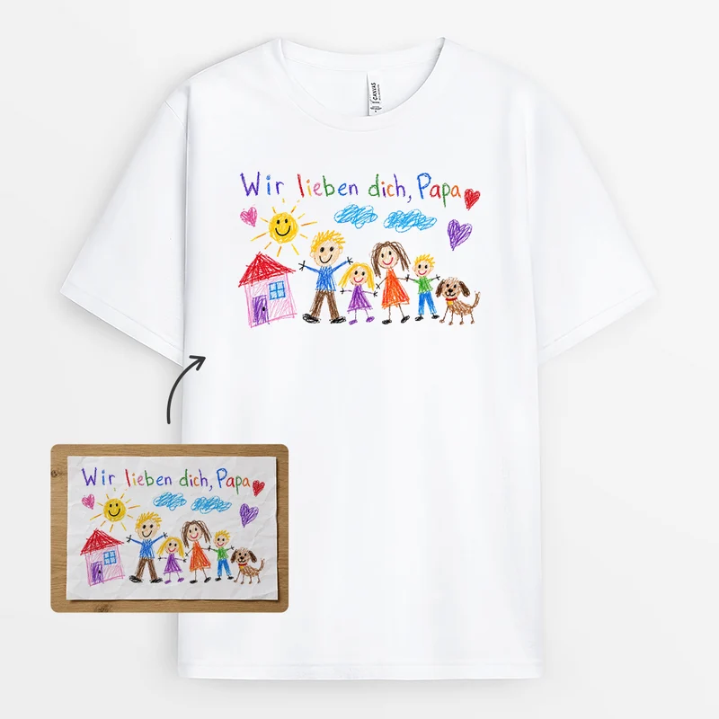T-Shirt mit Kinderzeichnung – Perfektes personalisiertes Geschenk für Papa