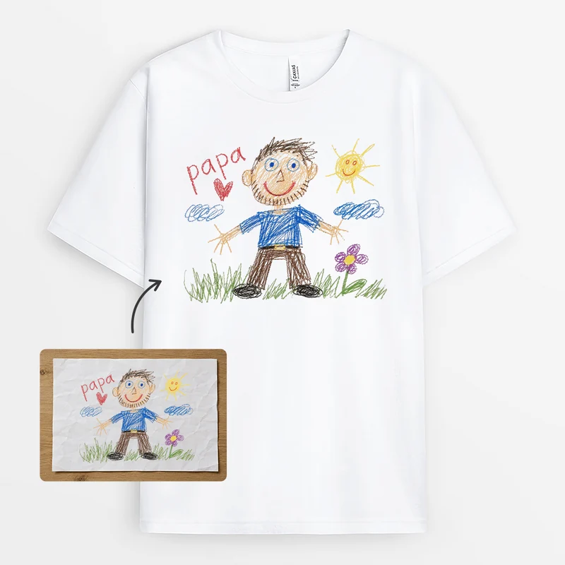 T-Shirt mit Kinderzeichnung – Perfektes personalisiertes Geschenk für Papa