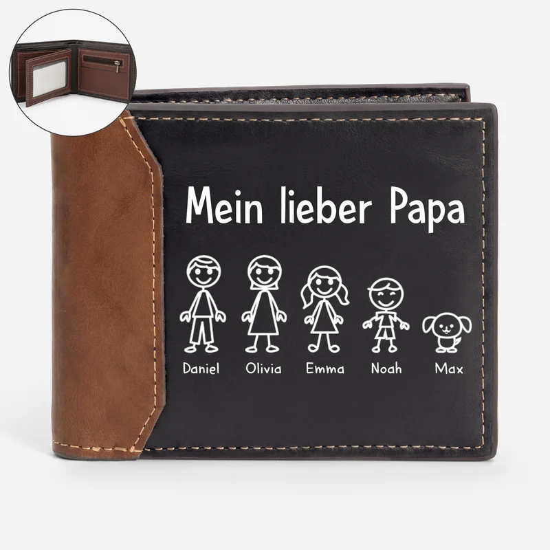 Mein Lieber Papa - Personalisiertes Geschenk | Premium Leder Portemonnaie Papa Opa