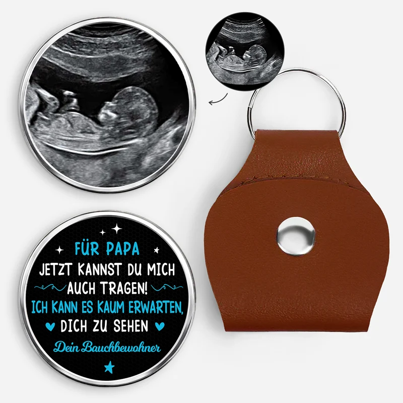 Ich Kann Es Kaum Erwarten Dich Zu Sehen - Personalisiertes Geschenk | Pocket Hug Schlüsselanhänger Ultraschallbild Werdende Mama Werdender Papa