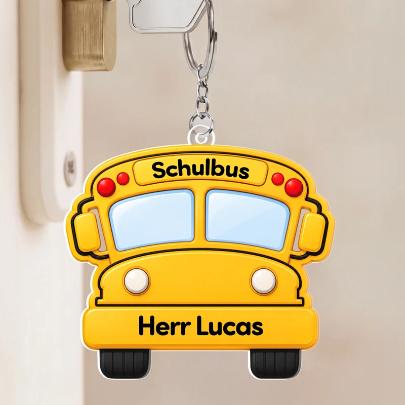 [3D-Optik] Schulbus - Personalisiertes Geschenk | Acryl Schlüsselanhänger