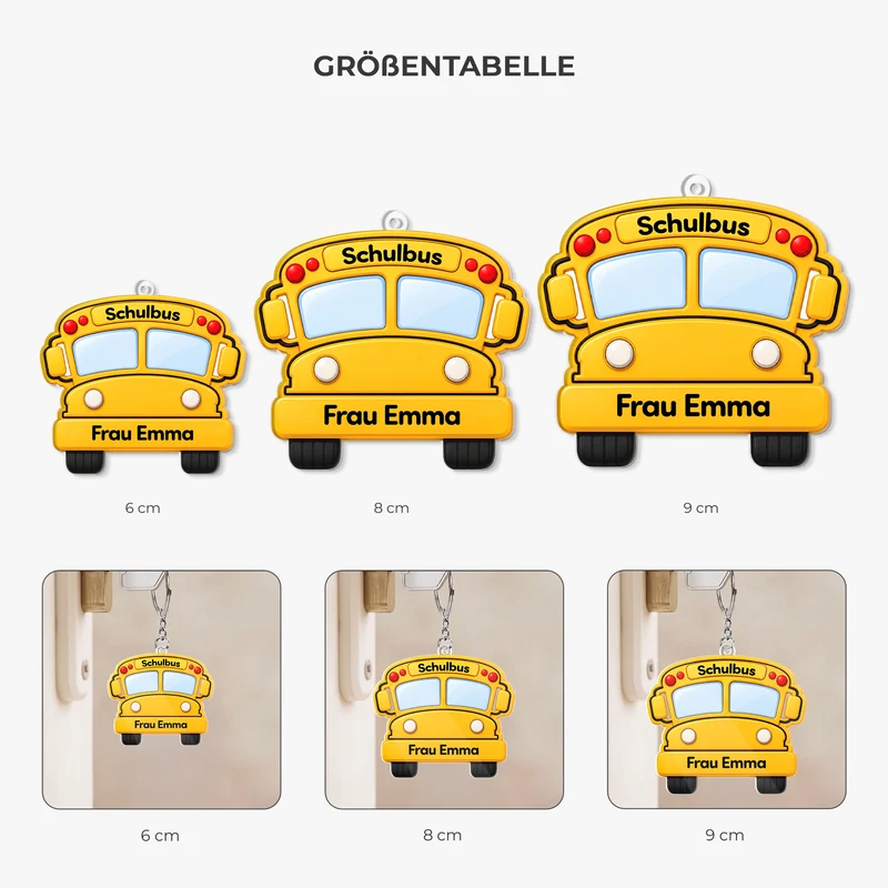 [3D-Optik] Schulbus - Personalisiertes Geschenk | Acryl Schlüsselanhänger