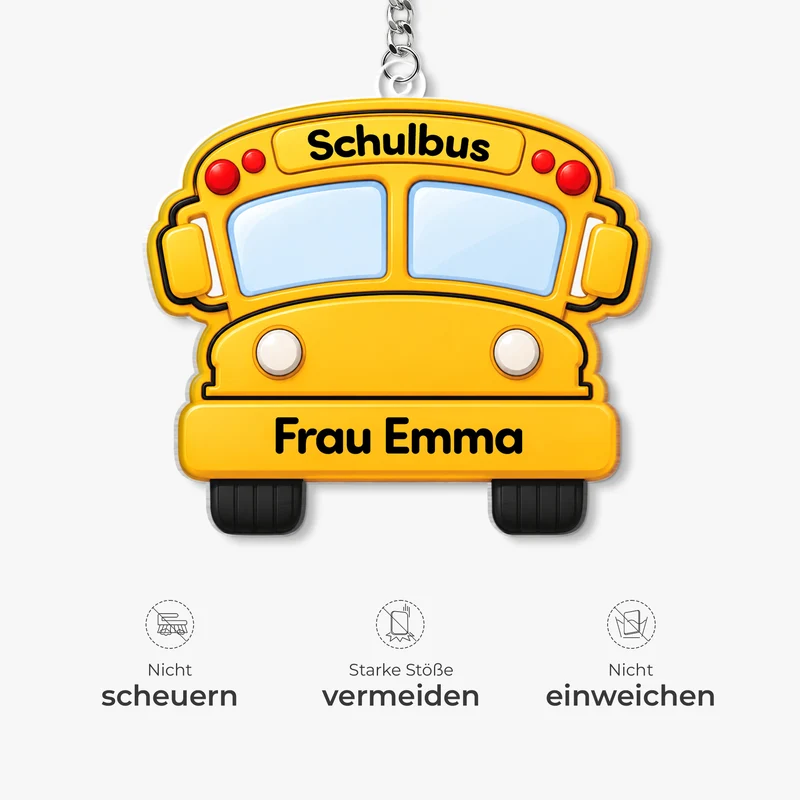 [3D-Optik] Schulbus - Personalisiertes Geschenk | Acryl Schlüsselanhänger