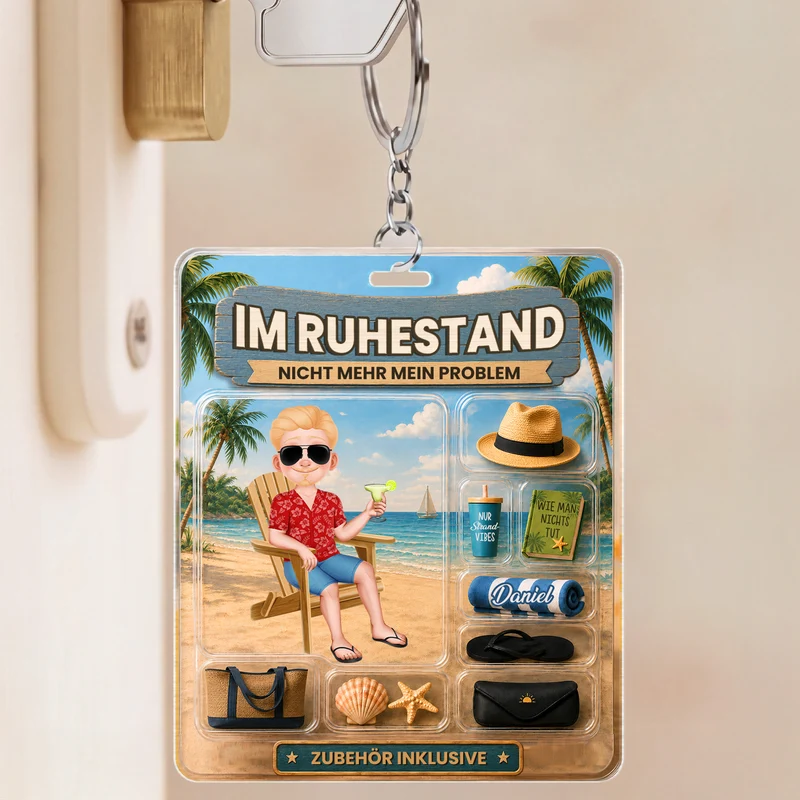 Im Ruhestand Nicht Mehr Mein Problem Nur Strand-Vibes - Personalisiertes Geschenk | Acryl Schlüsselanhänger