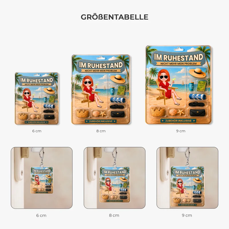 Im Ruhestand Nicht Mehr Mein Problem Nur Strand-Vibes - Personalisiertes Geschenk | Acryl Schlüsselanhänger