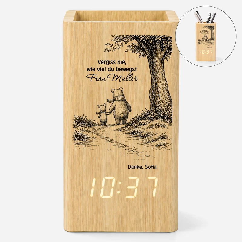 Danke Lehrerin Spruch - Personalisiertes Geschenk | Stiftehalter Mit Uhr Lehrer