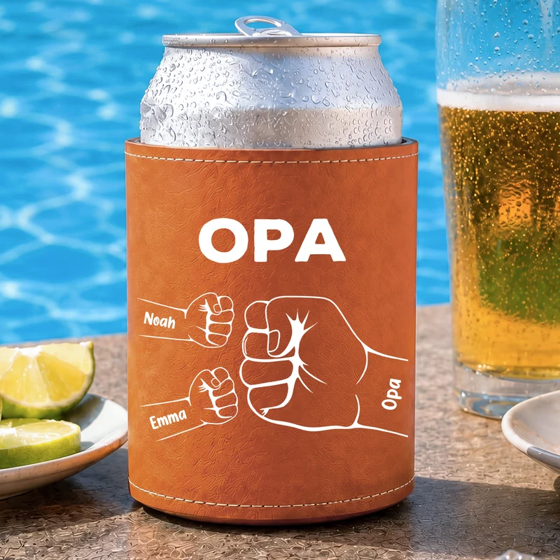 Opa Papa Faust - Personalisiertes Geschenk | Leder Dosenkühler