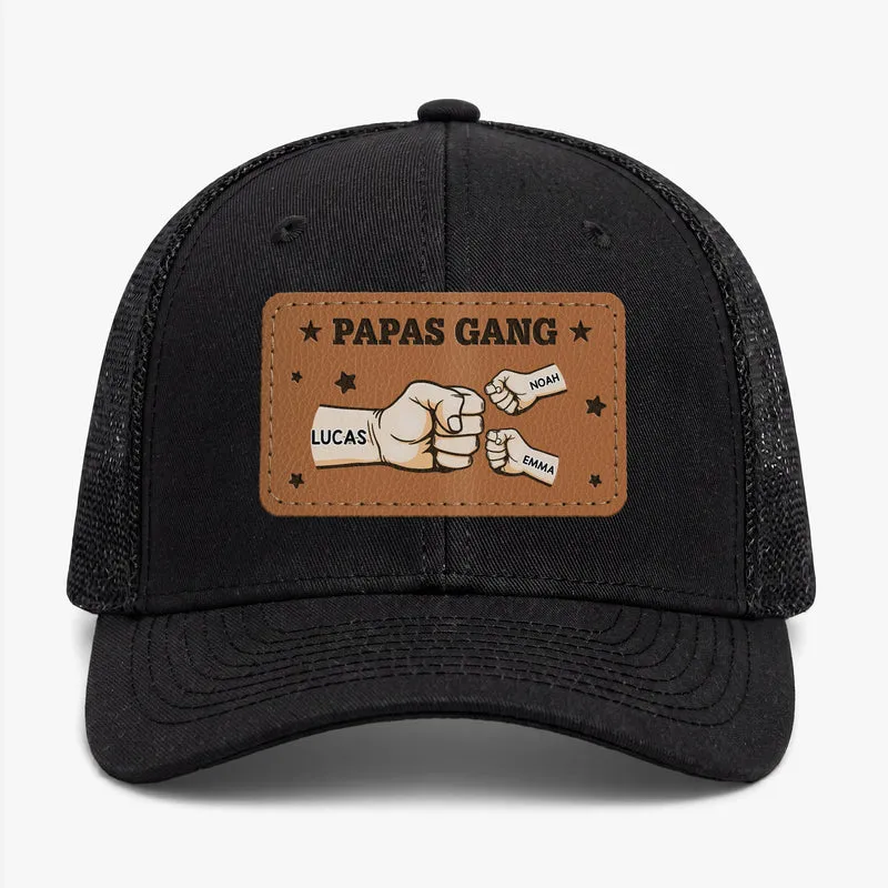 [3D-Optik] Papas Gang Zeiten Faustgruss - Personalisiertes Geschenk | Cap Mit Lederpatch Papa Opa