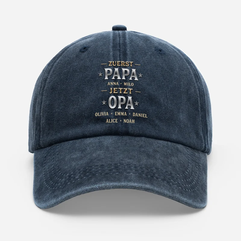 Zuerst Papa Jetzt Opa - Personalisiertes Geschenk | Washed Cap