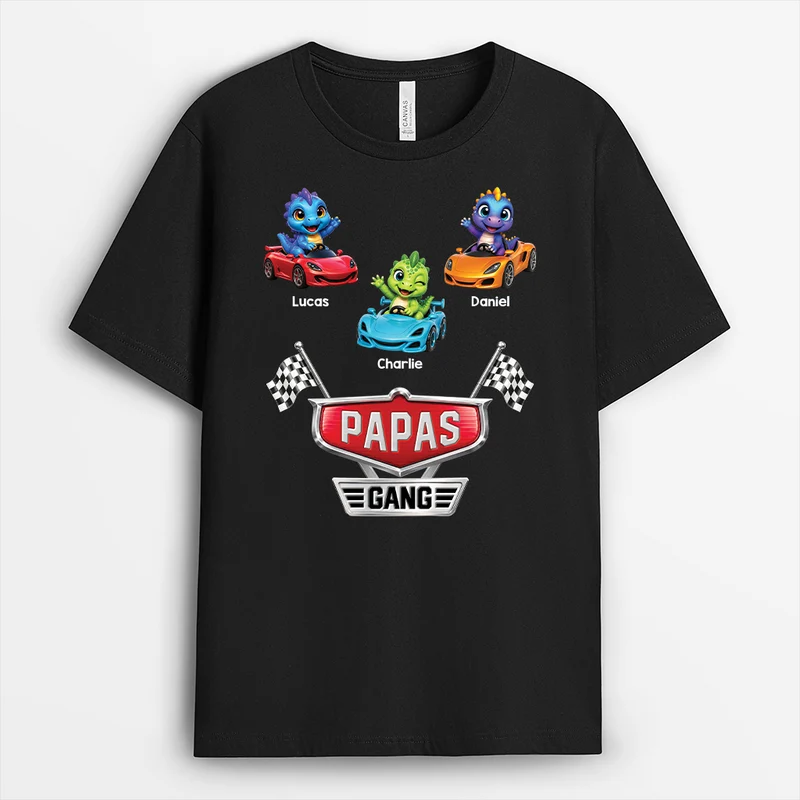 Papas Gang - Personalisiertes Geschenk | Opa Papa Shirt Dinosaur Racing Truck